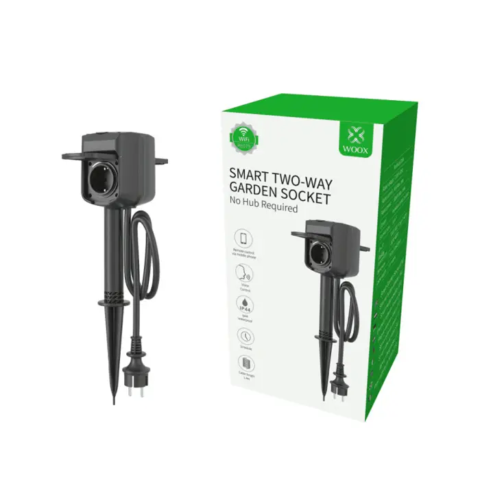 WOOX WiFi Smart dvosmjerna vanjska utičnica, 16A/3680W, WooxHome app, glasovna kontrola - Alexa & Google Assistant (R6079)