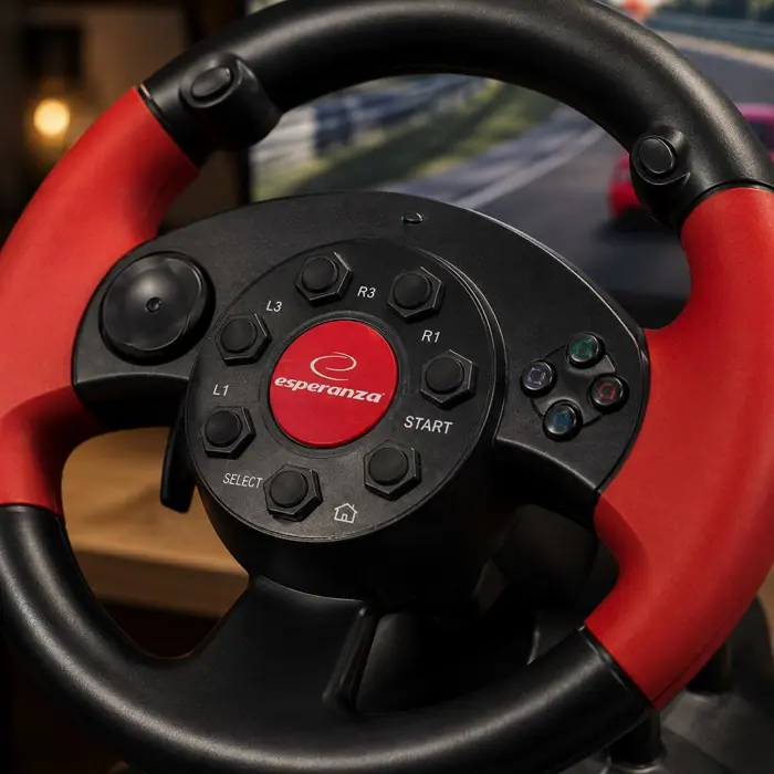 xlyne EG103 Gaming Controller Steering wheel PC,Playstation 2,Playstation 3 Digital Black,Red