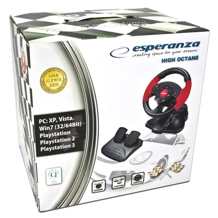 xlyne EG103 Gaming Controller Steering wheel PC,Playstation 2,Playstation 3 Digital Black,Red