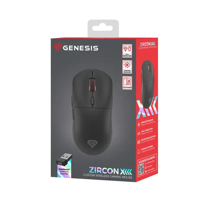 Zircon XIII Custom | Wireless | Gaming Mouse | 2.4 GHz, USB | Black