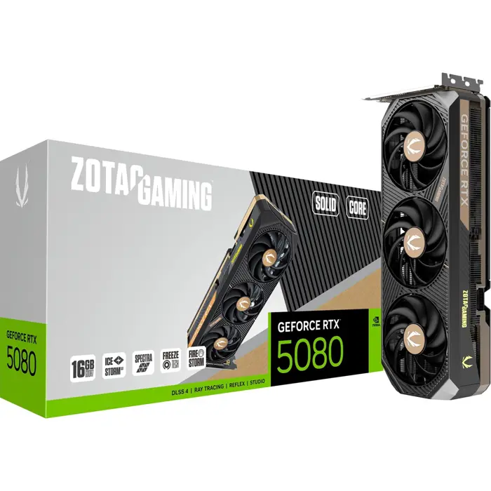 ZOTAC GeForce RTX 5080 SOLID CORE, graphics card DLSS 4, 3x DisplayPort, 1x HDMI 2.1